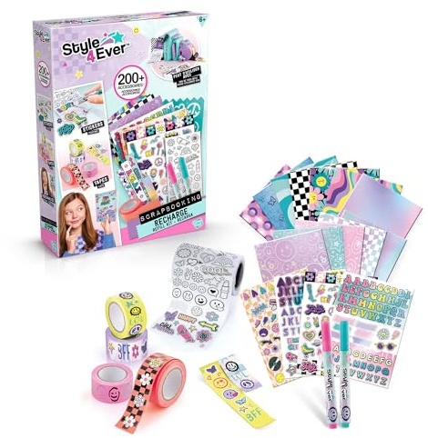 Scrapbooking-Kit, über 200 Zubehörteile, stundenlanger kreativer Spaß, Scrap und Personalisieren Sie Ihr Lieblings-Notizbuch, Aufkleber, Klebeband, Schablonen, endlose Möglichkeiten