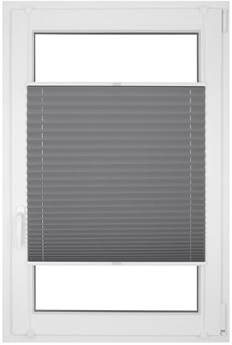 RENA Plissee ohne Bohren - Verdunklungsplissee - Klemmfix - Plisseerollo - Sonnenschutzrollo - Fensterdeko - Grau 80cm x 220cm