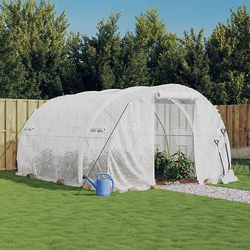 Serre de Jardin Tunnel, Serre Châssis de Jardin Serre avec Cadre en Acier Blanc 12 m² 4x3x2 m