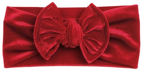 Ukbzxcmws Fasce elastiche in velluto morbido fiocco per capelli avvolgicavo per capelli neonato ragazze bambini, Colore: rosso