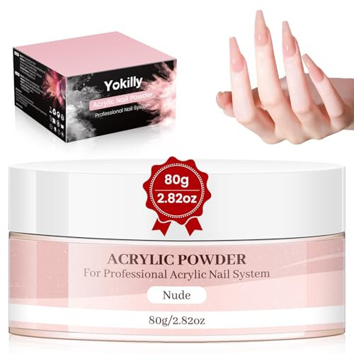 Yokilly Nude Acrylic Powder:80g/2.82oz Acrylic Nail Powder for Acrylic False Nails Extension & Nail Carving - Large Capacity Nail Powder For French Manicure No Nail Lamp Needed