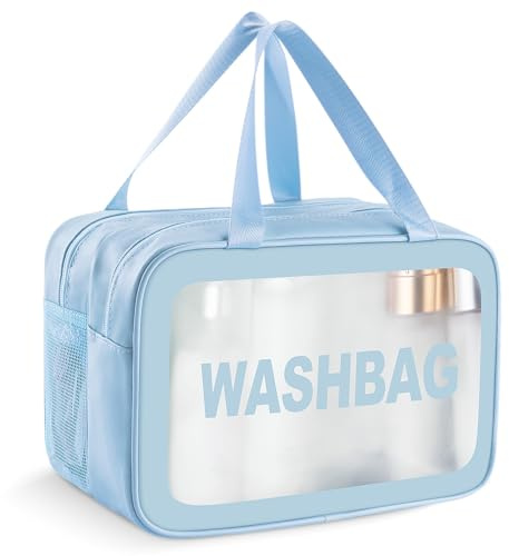 Boic Neceser Hombre, Neceser De Aseo Transparente, Bolsas Neceser Azul | Transparente Bolsa De Cosméticos Impermeable para Baño, Vuelo (L)