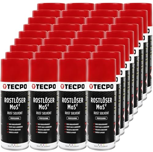 TECPO MoS² - Lote de 36 convertidores de óxido lubricante (400 ml, spray multifunción con protección contra la corrosión y capacidad de fluencia para conexiones oxidadas y oxidadas)