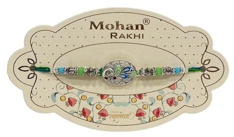 HOME GENIE Lord Krishna Rakhi Design | Traditionell och autentisk Rakhi för Bhai | Gyllene pärlor Rakhi med Lord Krishna figur