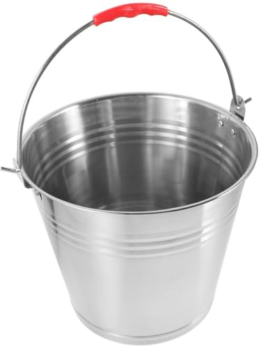 Milisten Horse Feeding Bucket Stainless Steel Water Storage Bucket Handle Thick for Foal Feeding and Bathing Easy to Clean Resistant
