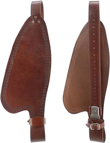Jeereal Leather Western Saddle Replacement Fender Pair with Hobble Straps,Stainless Steel Blevin Buckles, Saddle Fenders for Horse (Rich Brown)