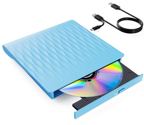 DANGZW Externes DVD CD Laufwerk, USB 3.0 Typ-C Slim Tragbares CD DVD +/- RW ROM Laufwerk Extern USB, DVD Brenner, Player, und Writer für Laptop PC, Windows 11/10/8/7/XP/Vista, Linux und MacOS