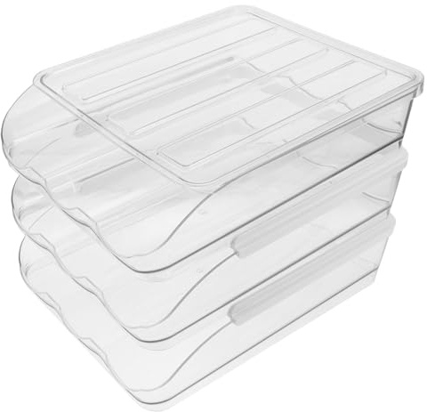 DOITOOL Bandeja organizadora de huevos apilable de plástico transparente para refrigerador, contenedor rodante para guardar huevos, ahorra espacio, estuche de gran capacidad (tres niveles)