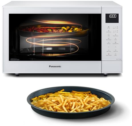 Panasonic NN-CT55RWEPG Horno Microondas Combinado 4 en 1 de 27 L con Freidora De Aire, Inverter de 1000 W, Grill de 1300 W, Convección, 19 Programas Automáticos, Blanco