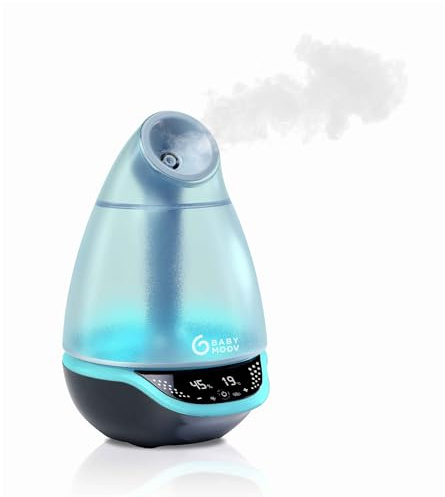 Babymoov Hygro Plus Cool Mist Humidifier 3-in-1 Humidity Control, Multicolored Night Light & Essential Oil Diffuser Easy Use and Care (NO Filter Needed)