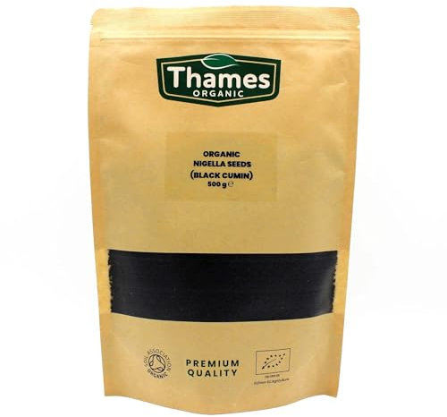 Organic Nigella Seeds (Also Known as Black Cumin or Kalonji) - 100% Pure and Natural - Nutritious, Flavorful, and Versatile Ingredient - Resealable Pouch for Freshness - Thames Organic 500g