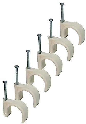 White Round Cable Clips with Fixing Nail K-Type 50pcs (22mm)