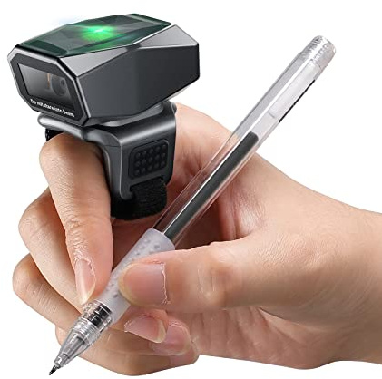 Eyoyo 2D Ring Barcode Scanner, Wearable Finger 3-in-1 USB Wired & 2.4G Wireless & Bluetooth Scanner, Left & Right Hand Wearable,1D Warehouse Inventory Barcode Reader Compatible with Android,iOS,iPhone