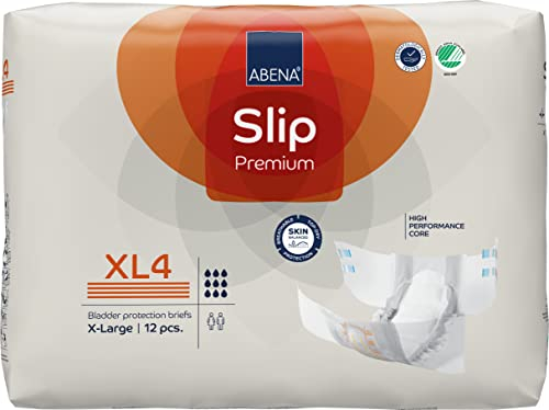 ABENA Slip Premium All-in-One Inkontinenzeinlagen für Damen und Herren, Eco-Labeled Damen-Inkontinenzeinlagen, Inkontinenzeinlagen, XL 4, 110-170 cm Taille, 4000 ml Saugfähigkeit, 12 Stück