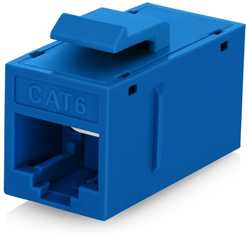 Everest Cat6 RJ45 Keystone Coupler (6-Pack) in Blue - RJ45 Coupler - Cat 6 Couplers - Female to Female Cat6 Keystone Jacks - Ethernet Couplers - Ethernet Cable Extender