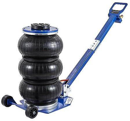VEVOR Cric Pneumatique 3 T Plage 140-450 mm Cric de Levage Pneumatique 0,8-1,0 MPa avec 3 Coussins d’Air Poignée Ajustable Bleue Levage Rapide pour Réparation Entretien Voiture SUV Atelier Garage