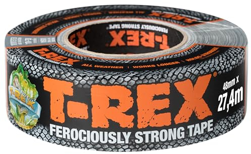 T-Rex Tape 821-00 Gewebeband – Extrem starkes Panzertape – Wasserdichtes Reparaturband für innen & außen – Klebeband zum Reparieren & Befestigen – 48mm x 27,4m Grau