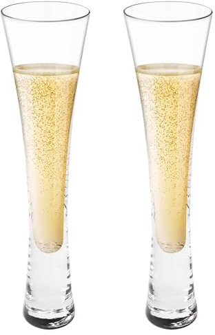 GOMETY 2 Stück Glas Sektkelche, 145ml Champagnergläser Sektgläser Kristall, Handgefertigt klares Kristallglas Likörgläser für Hochzeit Einweihung Toasting Partys oder andere Anlässe