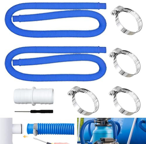 HuaMuDM 2 Stück Schlauch pool 32mm mit 4 Stück Sicherungsclip Und 1 schlauchverbinder,Poolschlauch,Schlauch für Poolpumpe,Für Filterpumpe und Schwimmbad