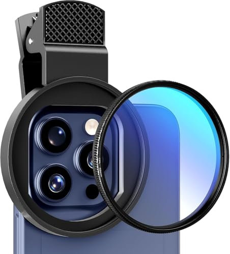 Filtro polarizador de 52 mm para iPhone, lente polarizada circular con clip mejorado, filtro CPL giratorio compatible con iPhone 16/15/14/13 Pro Max Samsung Moto Google TCL Phone