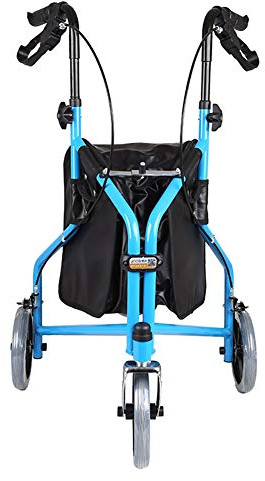 Rollator pieghevole a 3 ruote grandi, deambulatore per anziani, portatile, pieghevole, con freni a mano e borsa, ruote da 8 pollici, leggero, per esterni e interni, pensato