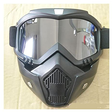 HFGDRH Off-Road Motorcycle Glasses,Motorbike Goggles, Modular Mask Detachable Goggles And Mouth Filter Perfect for Open Face Motorcycle Half Helmet or Vintage Helmets(05)