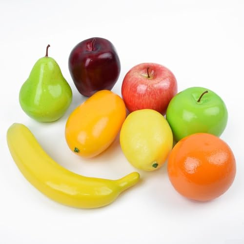 Vibrantes 8 piezas de frutas artificiales para mesa de cocina realista juego de decoración del hogar