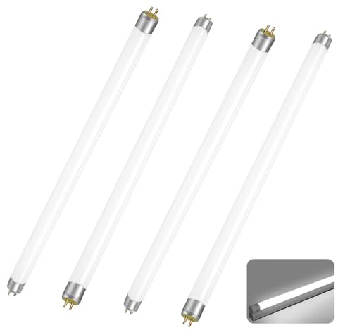 Tubi Fluorescenti T5 14W, 4 Pezzi Tubo Fluorescenti T5 G5 14W 549mm, Bianco Freddo 6000K, Lampadine CFL 1156LM, Nessuno Sfarfallio, Tubi a Risparmio Energetico per Luci di Emergenza e Luci a Striscia