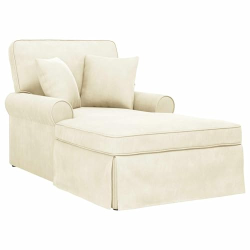 vidaXL Chaise Lounge mit Rock mit Kissen 3 pcs Creme Cordstoff, Wohnzimmer, Moderne Chaiselongue, rechteckig, strapazierfähiger Stoff, Bequeme Sitzgelegenheit, stilvoller Relaxsessel