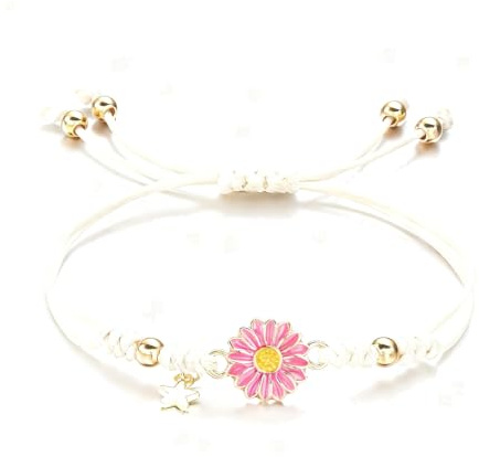 WNDUOKXH Enkelt elegant handkedja prästkragearmband handgjort vävt,rosa | flätat rep minimalistiskt smycke för kvinnor