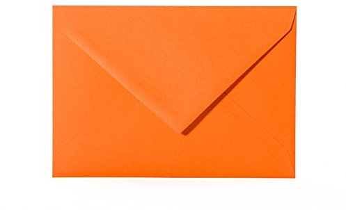 Paper24 25 Umschläge B6 feuchtklebend 120 g/qm, Briefumschläge 12,5 x 17,5 cm für Hochzeit, Geburtstag, zum Basteln in der Farbe Orange