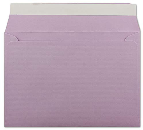 50 gerippte Briefumschläge DIN C6 Flieder - 11,4 x 16,2 cm - 100 g/m² Post-umschlag ohne Fenster Haftklebung mit Abziehstreifen - Colours-4-You