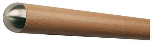 TIBU Buche Holz Handlauf 30-500cm Geländer lackiert Ø 42 mm mit montierten Edelstahl Endstücken ohne Handlaufhalter Länge: 1600 mm / 160 cm / 1,6 m Enden mit halbrunde Edelstahlkappe