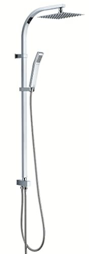 Colonna Doccia Attrezzata Acciaio Inox Cromato Soffione Quadro Doccetta