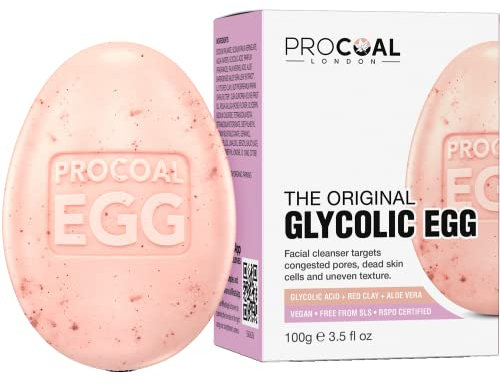 Glycolic Egg Facial Cleansing Soap 100g by Procoal - Glycolic Acid Cleanser For Rejuvenated, Bright and Glowy Complexion, Vegan & Cruelty-free