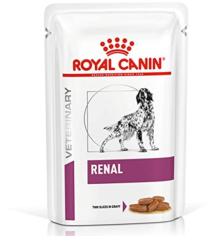 Royal Canin Veterinary Renal - 12 x 100 g - Aliment Complet diététique pour Chiens Adultes - pour Soutenir la Fonction rénale - avec de Savoureux Morceaux en Sauce