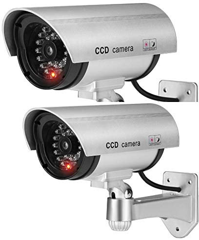 BW 2pcs 1100S Home Outdoor Indoor Dummy Camera Fake Camera Security Surveillance Dummy CCTV Camera Silver