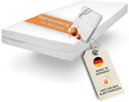 sleepling Comfort 100 Evolon Encasing | madrasskydd | Allergiskt skydd för dammallergiker | madrass upp till 25 cm | tvättbart 95 grader | tillverkad i Tyskland | 120 x 200 cm vit