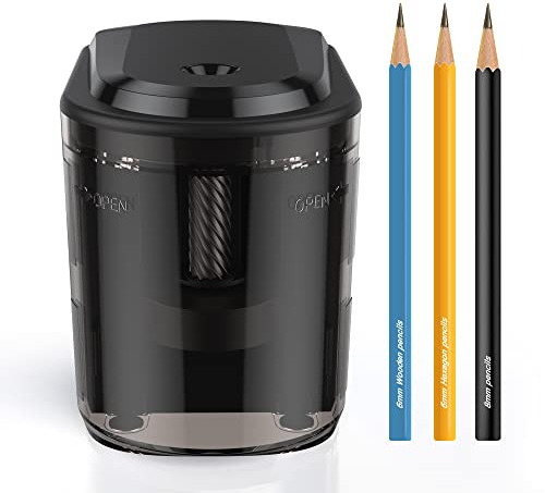 Link Dream Elektrischer Spitzer Stärkere Spiralklinge Automatischer Anspitzer Automatischer Stopp für 6–8 mm Nr. 2/Buntstifte Batterie, USB-betriebener, im Klassenzimmer, Büro, Zuhause,Schwarz, PS-05