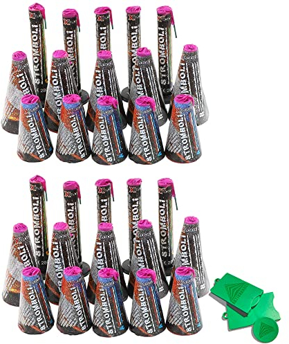 AKTIVHANDEL Stromboli 30-teiliges Jugendfeuerwerk Set mit Vulkanen und Fontänen, Silvester Feuerwerk Outdoor Kat F1 inkl. Einkaufswagenchip