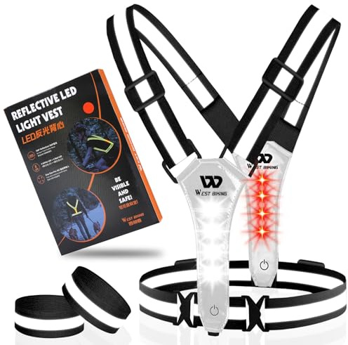 ICOCOPRO Gilet de sécurité LED Vélo Gilet réfléchissant丨Veste de Course Gilet Lumineux pour Femmes Hommes enfants丨USB Rechargeable Gilet réfléchissant丨Lumière de Course Jogging Réflecteurs (Black)
