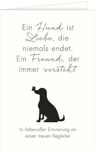 Hanra Trauerkarte mit einem kleinem Hund und einem Trauertext, Hund, Haustier, Pfotenglück, 11,5x17 cm, Tier, Tier Trauer, Tier Trauerkarte