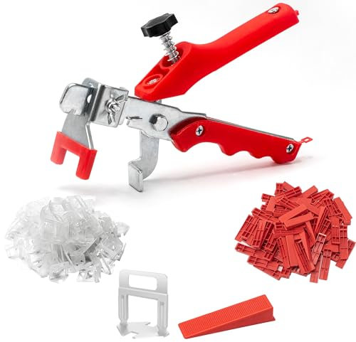 601 Kit de Nivellement pour Carrelage,2mm de Largeur de Joint,400 Croisillon+200 Réutilisable Cale +1 Pince,Système de Nivellement pour Carrelage pour DIY et Professionnels