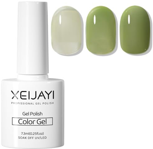 Jelly Gel Nail Polish, Light Green Gel Nail Polish, Long Lasting Breathable UV Soak off Pastel Nail Varnish, Spring Summer Nail Art Manicure for Women DIY Home