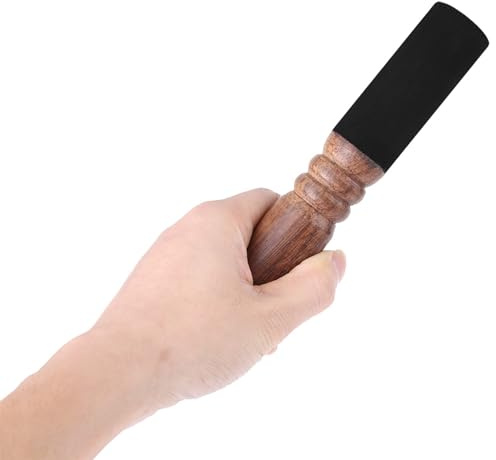 Hapivida Klangschalenstab, Handgefertigter Leder-Klangschalenhammer aus Pfirsichholz mit Ergonomischem Griff für Meditation Yoga Buddha Musikinstrumente