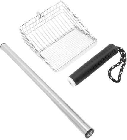 Rostfritt Stål Medelstor Kattsandskopa, Nätspade Djup Spade Husdjursrengöringsmedel Verktyg för Katter Hund Kanin (BLACK)
