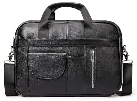 FANDARE Uomo Ventiquattrore 24 Ore Borsa a Tracolla Messenger Pelle Borse spalla Business Borsa giorno Sacchetto Valigetta Borsetta 15.6 pollice laptop Cartella Portadocumenti Crossbody Bag Nero