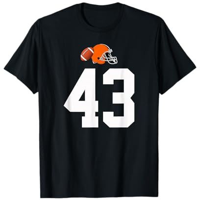 Americano Fútbol Casco Estilo Vintage Número 43 Camiseta