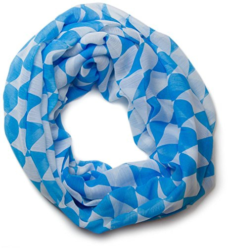 styleBREAKER Sciarpa ad anello con motivo con rombi bavaresi/Dirndl foulard in fantasia tradizionale 01016060, colore:Blu-Bianco