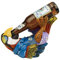 Design Toscano Bierkumpel Tropischer Tiki Papagei Flaschenhalterstatue, Polyresin, Vollfarbe, 15,2 x 25,4 x 17,8 cm